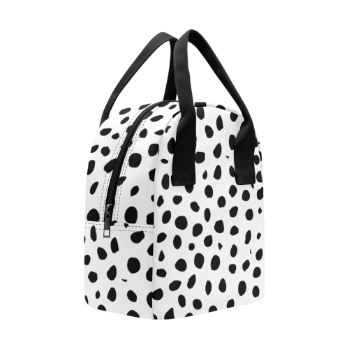 Black and White Seamless Cheetah Spots Zipper Lunch Bag (Model 1689)