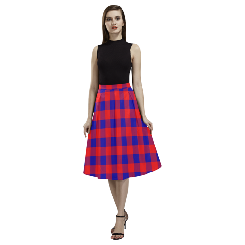 Red and Blue Checkered Aoede Crepe Skirt (Model D16)