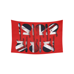 Union Jack British UK Flag Guitars Red Cotton Linen Wall Tapestry 60"x 40"