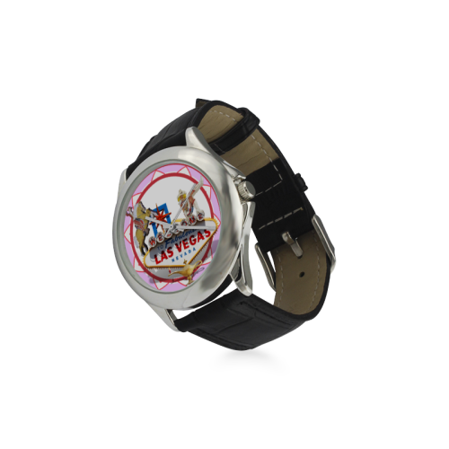LasVegasIcons Poker Chip - Pink Women's Classic Leather Strap Watch(Model 203)
