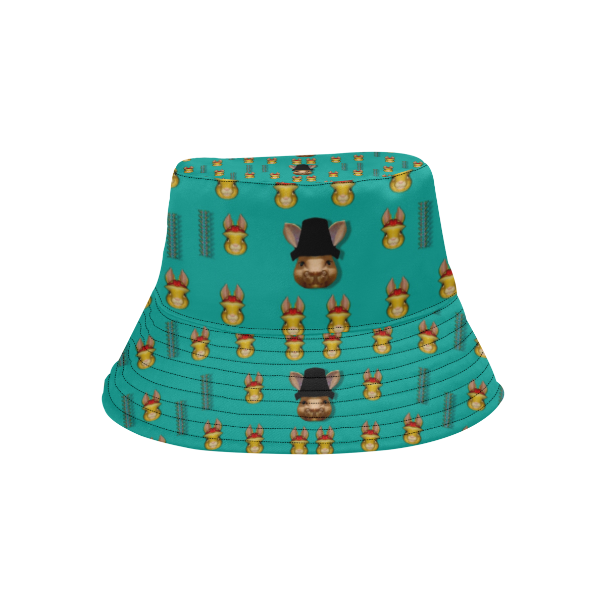 Happy rabbits in the green free grass All Over Print Bucket Hat for Men