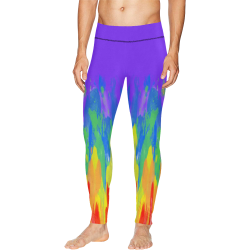 Flames Paint Abstract Purple Men's All Over Print Leggings (Model L38)