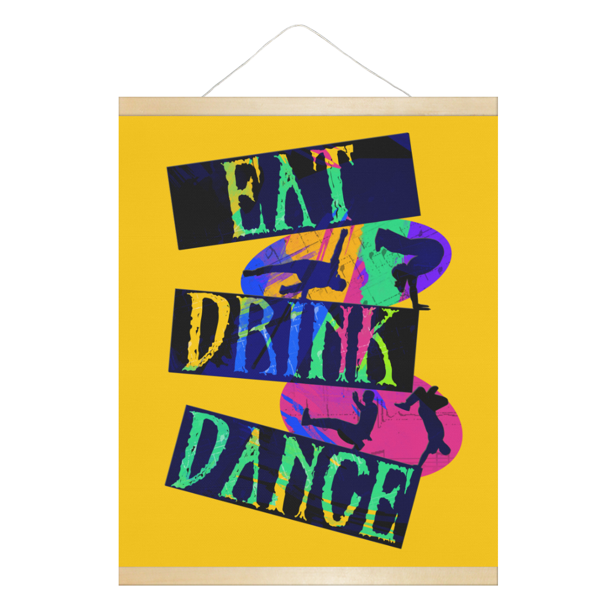 Break Dancing Colorful / Yellow Hanging Poster 16"x20"