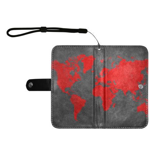 world map #map #worldmap Flip Leather Purse for Mobile Phone/Large (Model 1703)