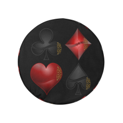 Black and Red Casino Poker Card Shapes 32 Inch Spare Tire Cover