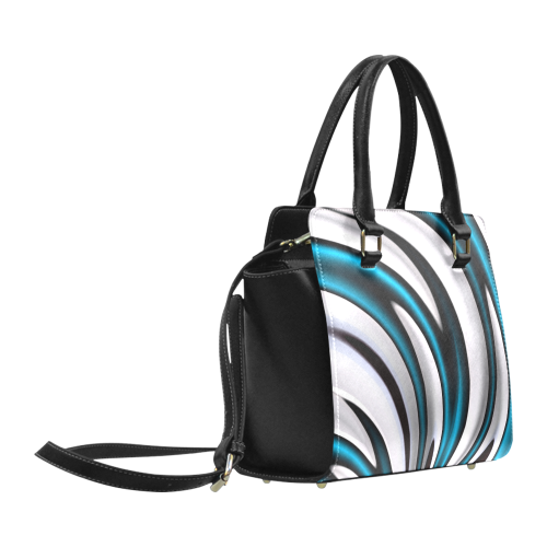 Blue White Black Fractal Art Classic Shoulder Handbag (Model 1653)