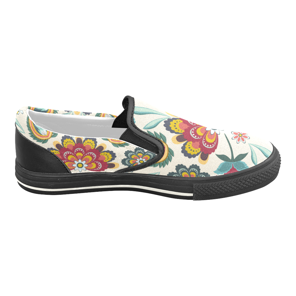 Awesome Batik Floral Slip-on Canvas Shoes for Kid (Model 019)