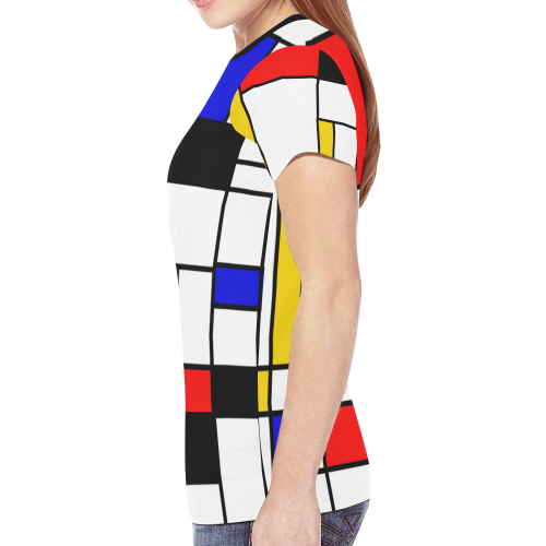 Bauhouse Composition Mondrian Style New All Over Print T-shirt for Women (Model T45)