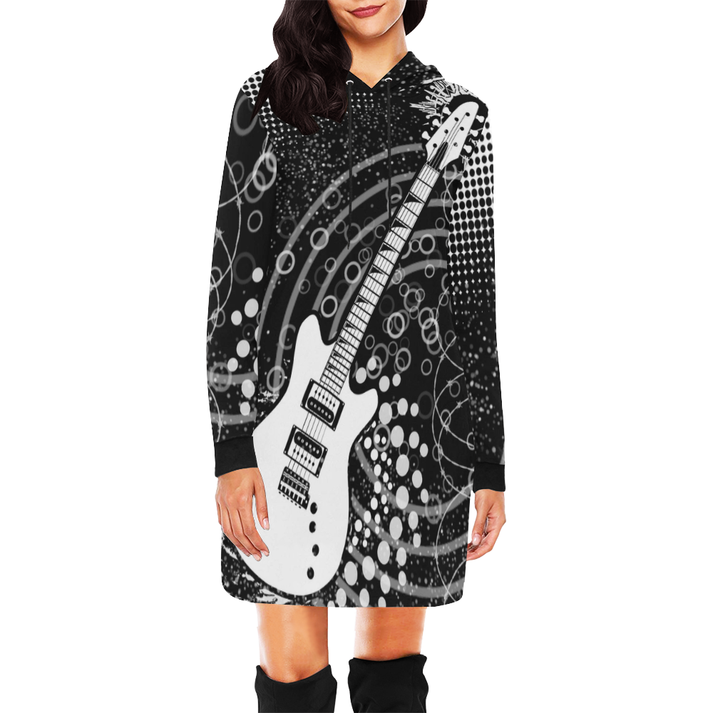 Guitar Graffiti by ArtformDesigns All Over Print Hoodie Mini Dress (Model H27)