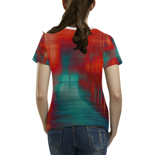 lines All Over Print T-shirt for Women/Large Size (USA Size) (Model T40)
