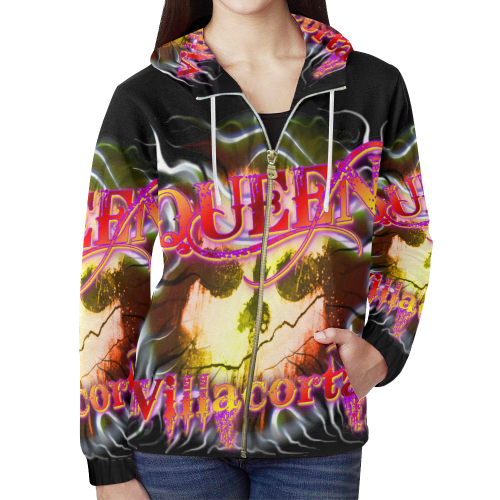 Villacorta - Queen by TheONE Savior @ ImpossABLE Endeavors All Over Print Full Zip Hoodie for Women (Model H14)