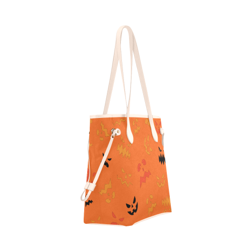 Pumpkin Faces HALLOWEEN ORANGE Clover Canvas Tote Bag (Model 1661)