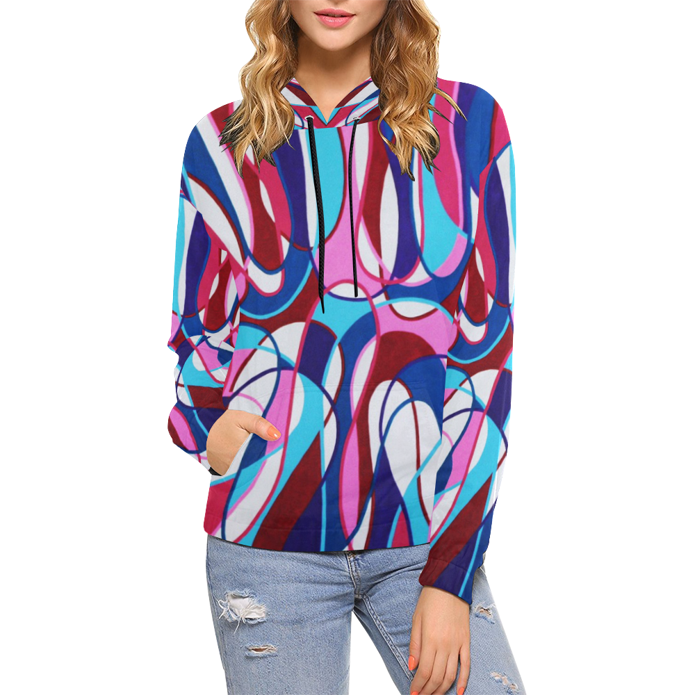 Cotton Candy All Over Print Hoodie for Women (USA Size) (Model H13)