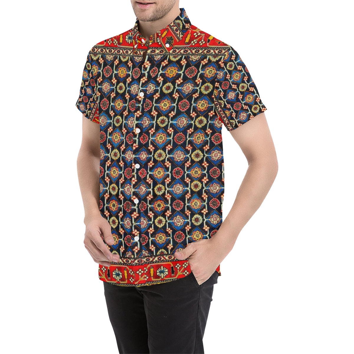 Azerbaijan Pattern 4 Men's All Over Print Short Sleeve Shirt (Model T53)