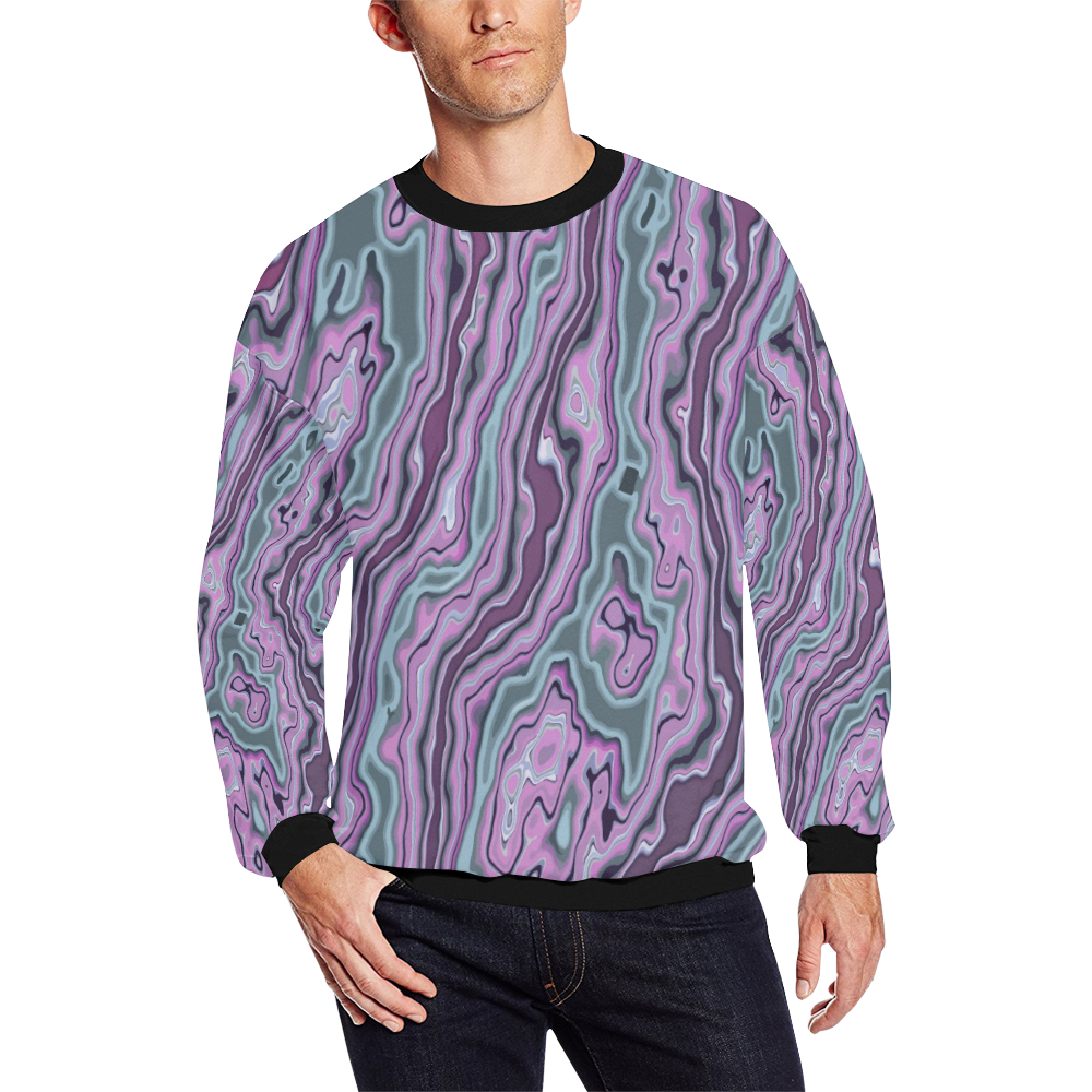 Purple marble All Over Print Crewneck Sweatshirt for Men (Model H18)