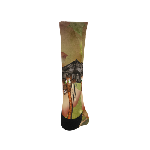 Funny giraffe with umbrella Trouser Socks (For Men)
