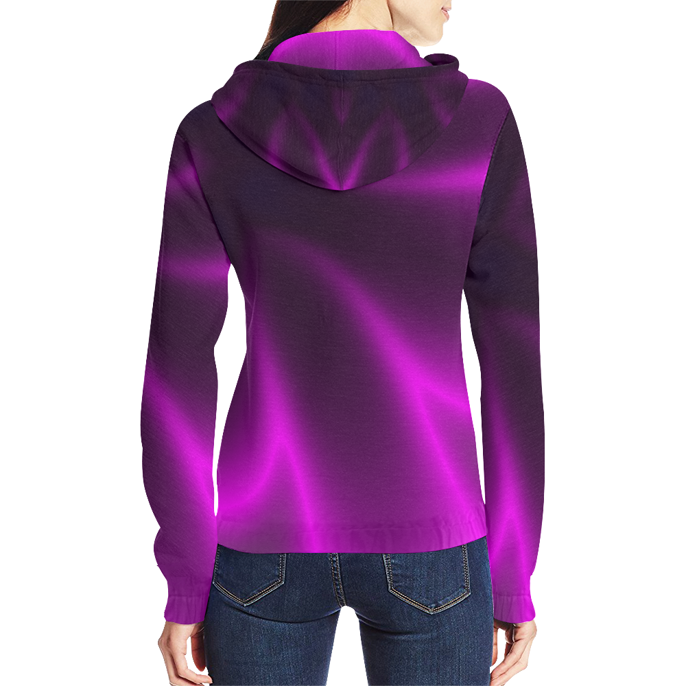 Purple Blossom All Over Print Full Zip Hoodie for Women (Model H14)
