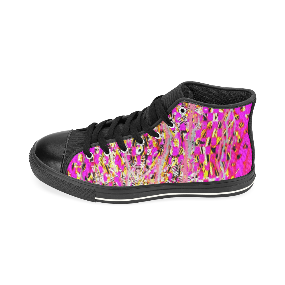 Hot pink race leave them int he dust high top for women crreated by FlipStylez Designs High Top Canvas Women's Shoes/Large Size (Model 017)