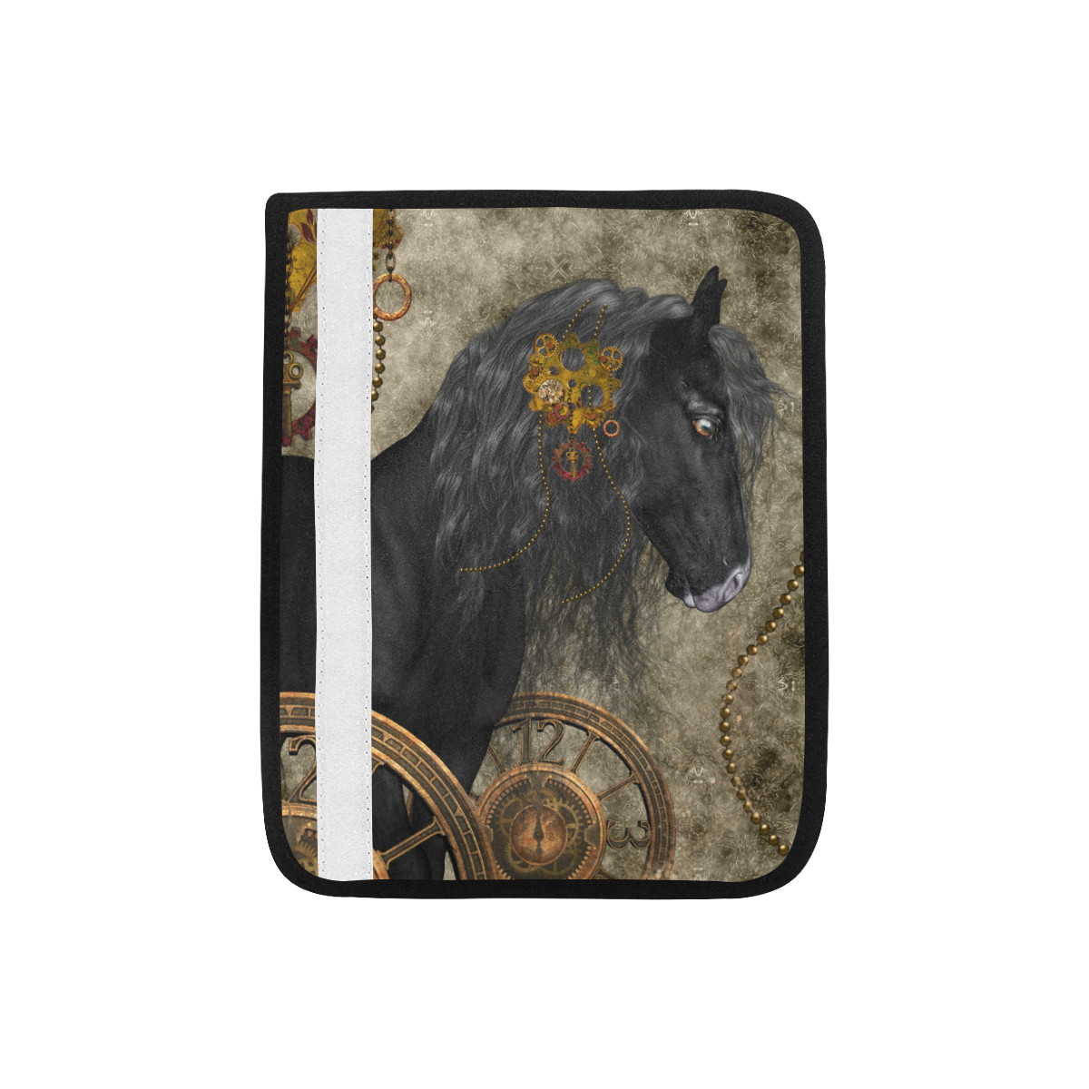 Beautiful wild horse with steampunk elements Car Seat Belt Cover 7''x8.5''