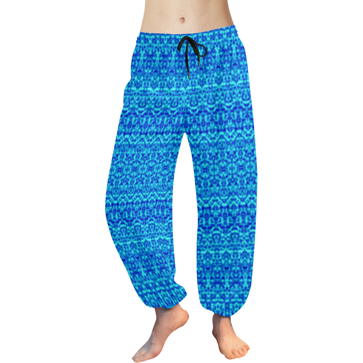 Abstract Blue Damask Women's All Over Print Harem Pants (Model L18)