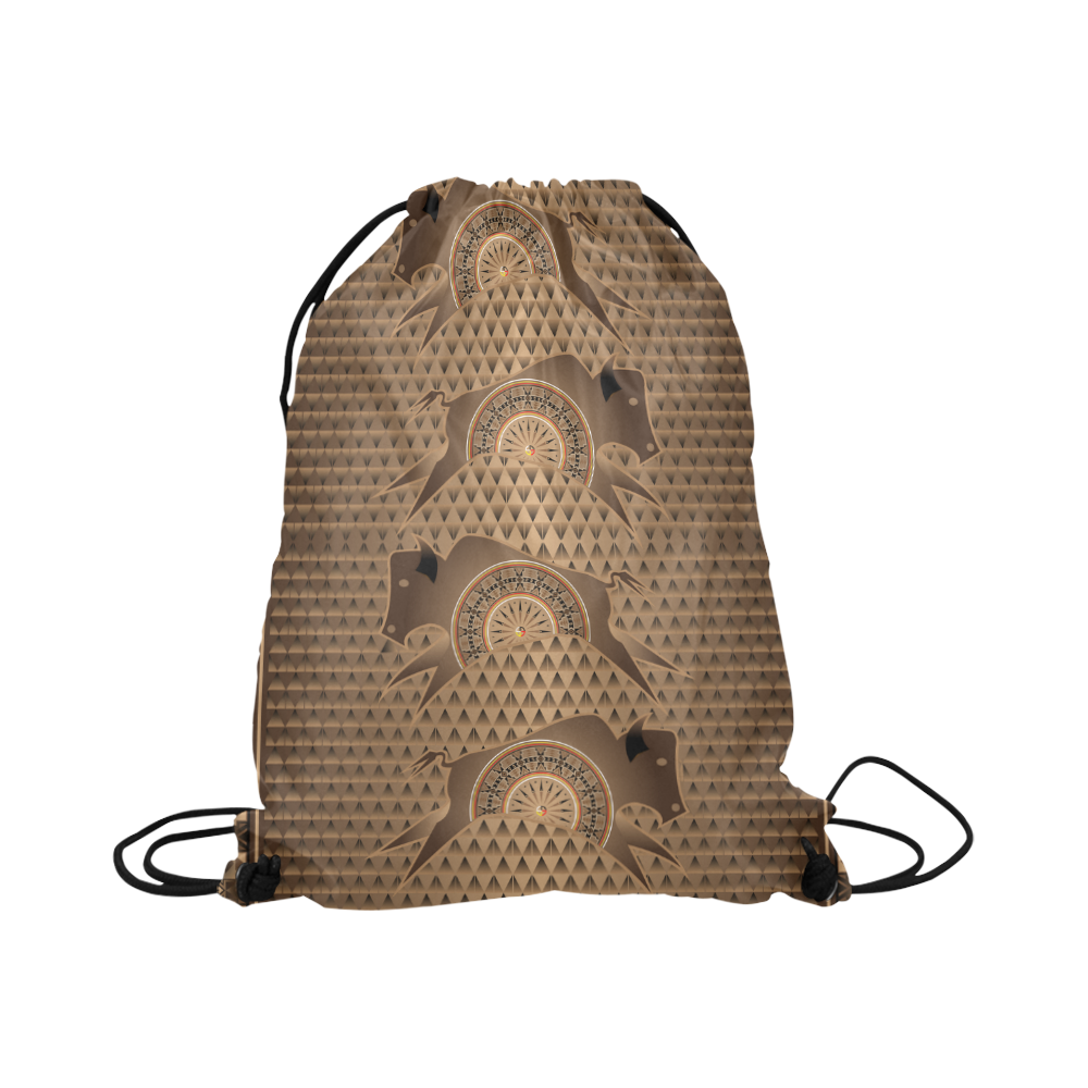 Buffalo Running Brown Large Drawstring Bag Model 1604 (Twin Sides)  16.5"(W) * 19.3"(H)