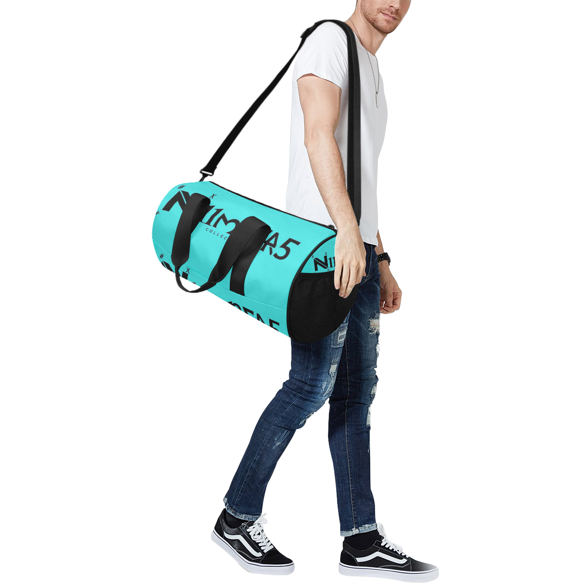 NUMBERS Collection Teal/ Black Duffle Bag (Model 1679)