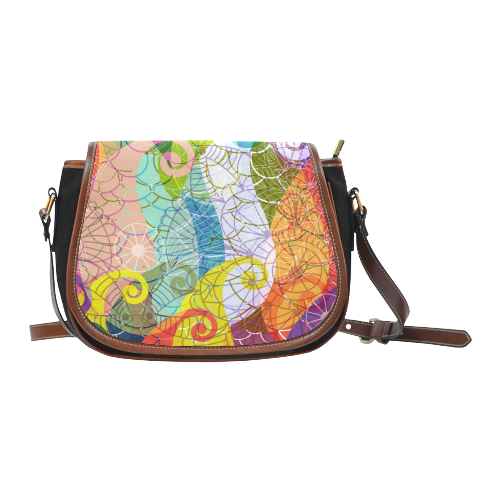 Colorful Translucent Pattern Saddle Bag/Small (Model 1649)(Flap Customization)