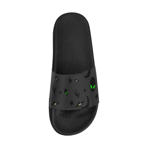 Alien Flying Saucers Stars Pattern (Charcoal) Men's Slide Sandals (Model 057)