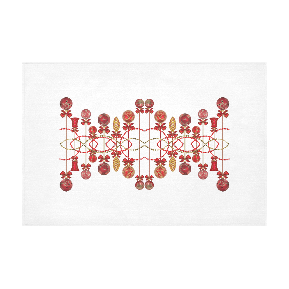 Red and Gold Christmas Ornaments Cotton Linen Tablecloth 60" x 90"