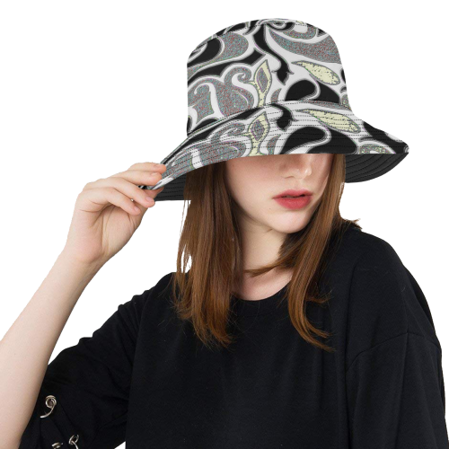 abstract retro swirl in black and white All Over Print Bucket Hat