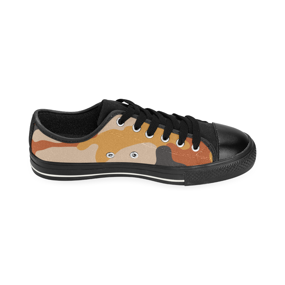 Camouflage ORANGE Low Top Canvas Shoes for Kid (Model 018)