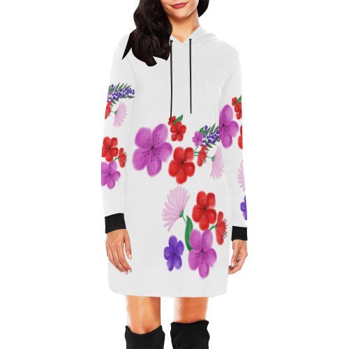 BUNCH OF FLOWERS All Over Print Hoodie Mini Dress (Model H27)
