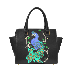 Pretty Peacock Black Classic Shoulder Handbag (Model 1653)