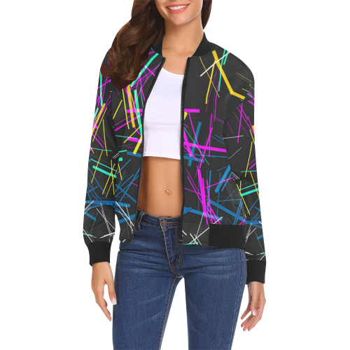 New Pattern factory 1A by JamColors All Over Print Bomber Jacket for Women (Model H19)