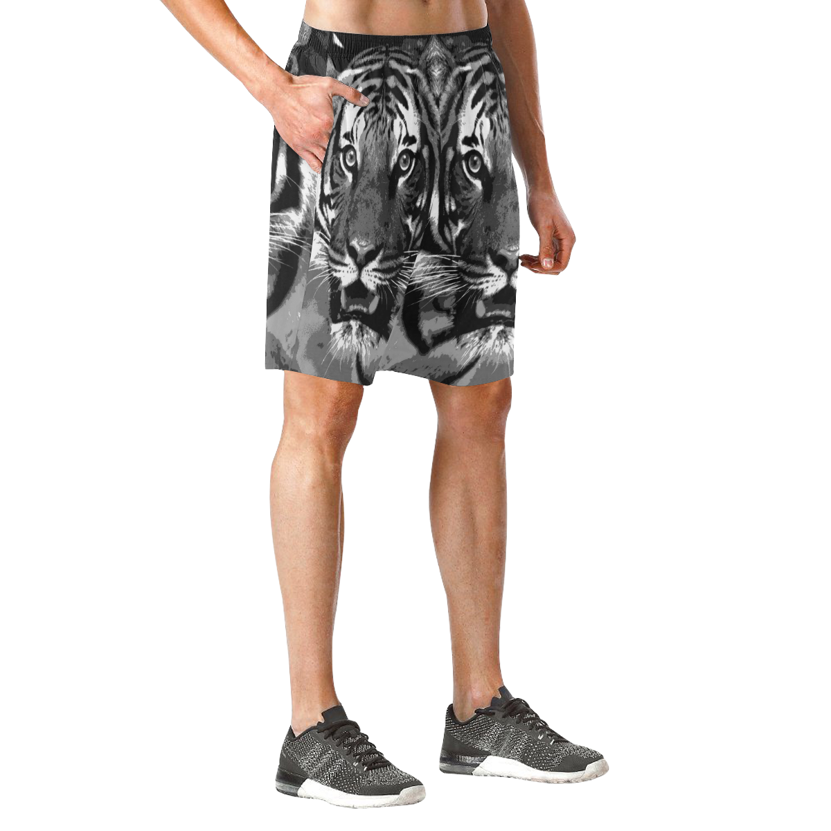 TIGER 15 Men's All Over Print Elastic Beach Shorts (Model L20)