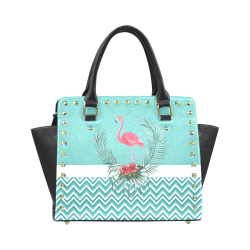 Retro Flamingo Chevron Rivet Shoulder Handbag (Model 1645)
