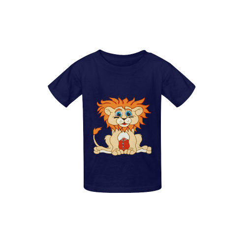 Football Lion Royal Blue Kid's  Classic T-shirt (Model T22)