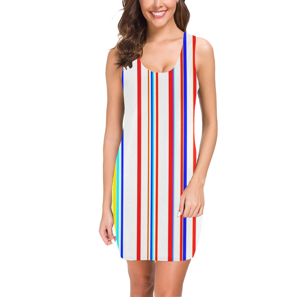 Summer stripes vertical Medea Vest Dress (Model D06)