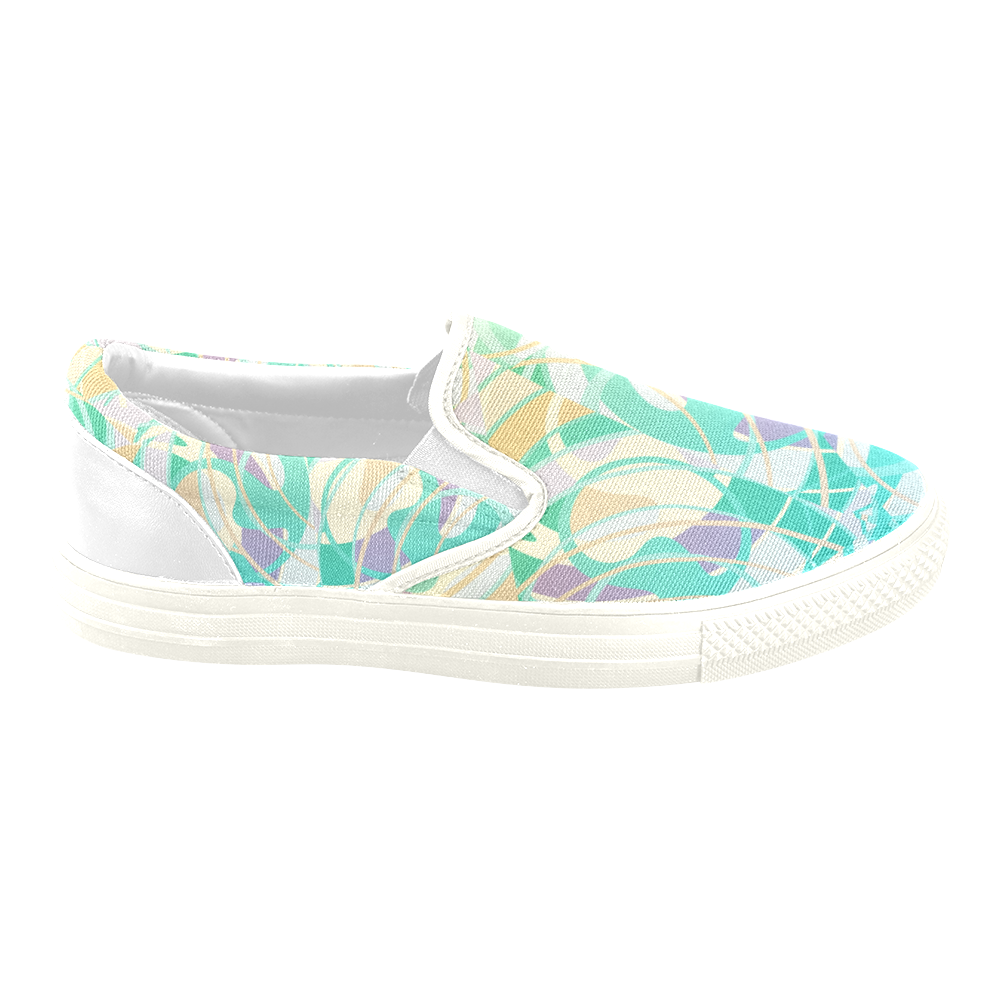 Summer Beach Days Abstract * Teal Women's Unusual Slip-on Canvas Shoes (Model 019)