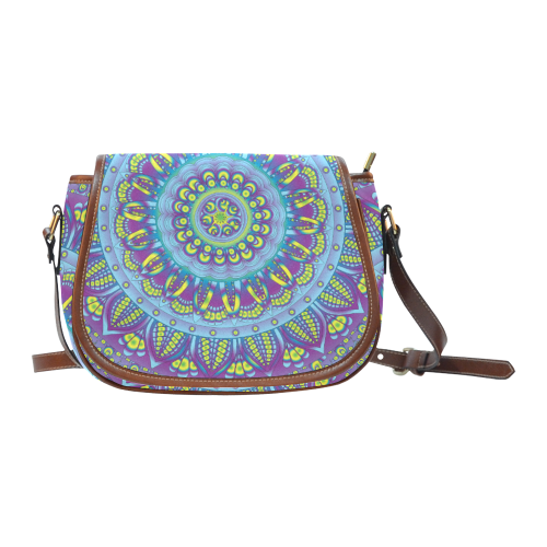 mandala 5 blue purple lines saddle bag Saddle Bag/Large (Model 1649)