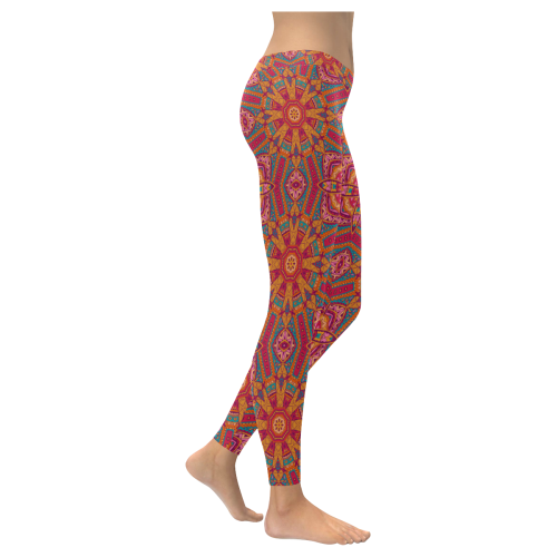 Festive Abstract Mandala Women's Low Rise Leggings (Invisible Stitch) (Model L05)
