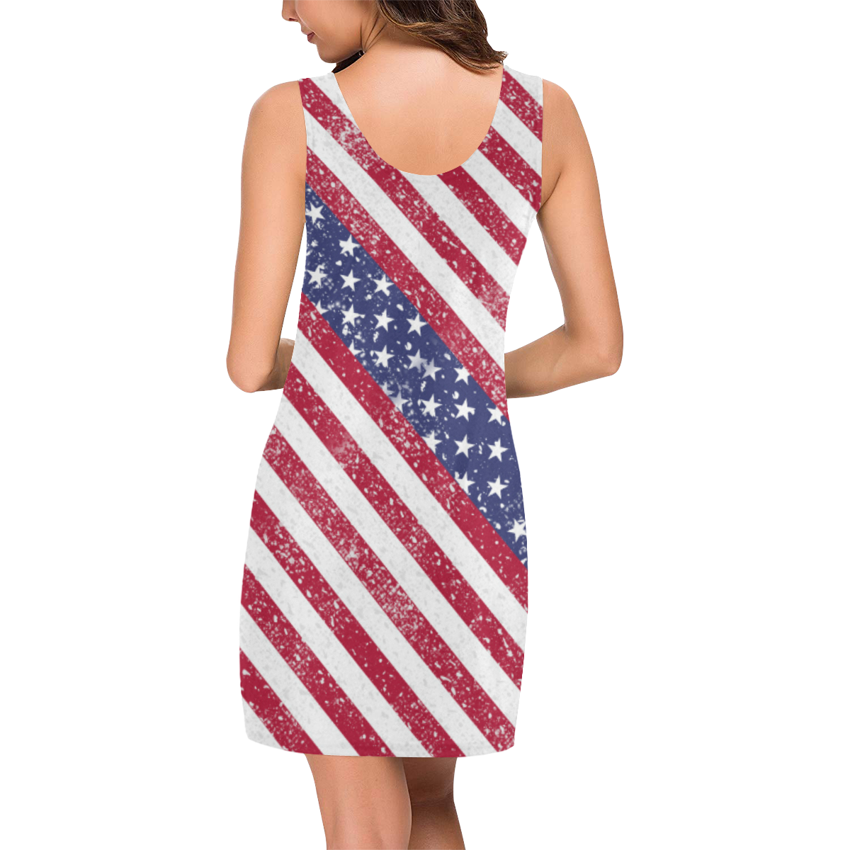 American Flag Distressed Medea Vest Dress (Model D06)
