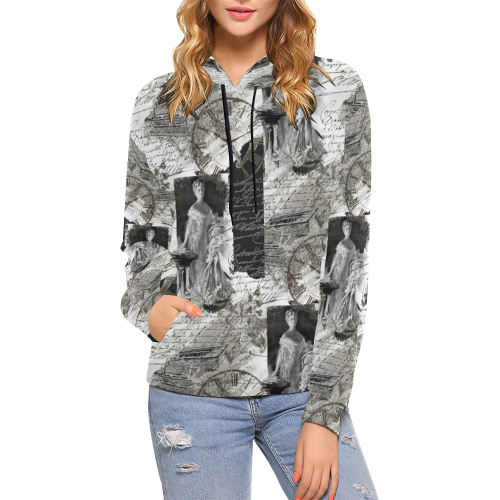 Old letters All Over Print Hoodie for Women (USA Size) (Model H13)