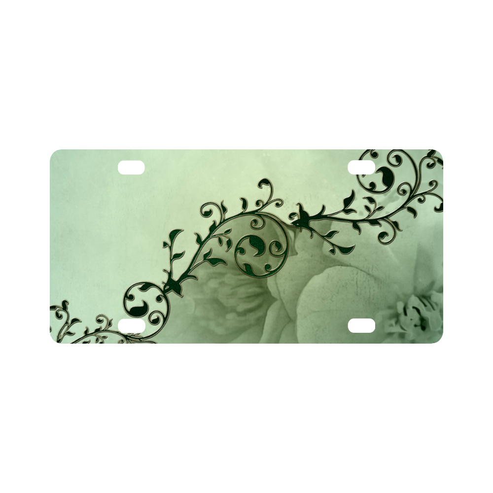 Wonderful flowers, soft green colors Classic License Plate