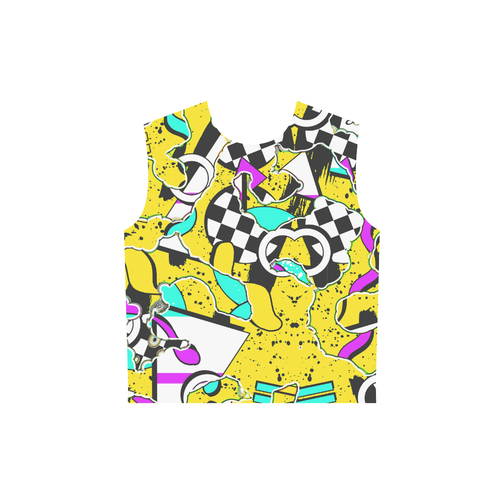 Shapes on a yellow background All Over Print Sleeveless Hoodie for Women (Model H15)