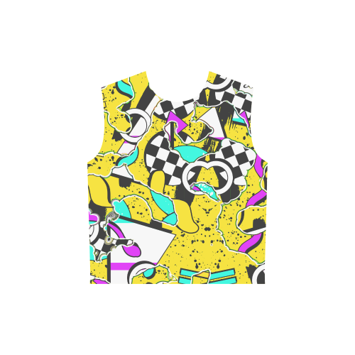 Shapes on a yellow background All Over Print Sleeveless Hoodie for Women (Model H15)