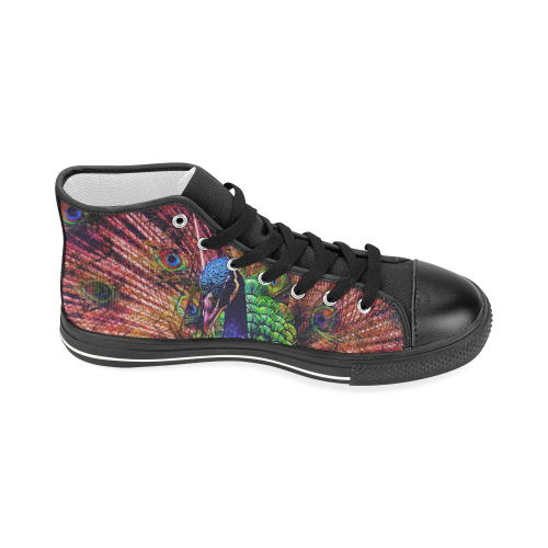 Impressionist Peacock Women's Classic High Top Canvas Shoes (Model 017)