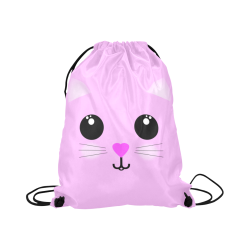 Kawaii Kitty Pink Large Drawstring Bag Model 1604 (Twin Sides)  16.5"(W) * 19.3"(H)