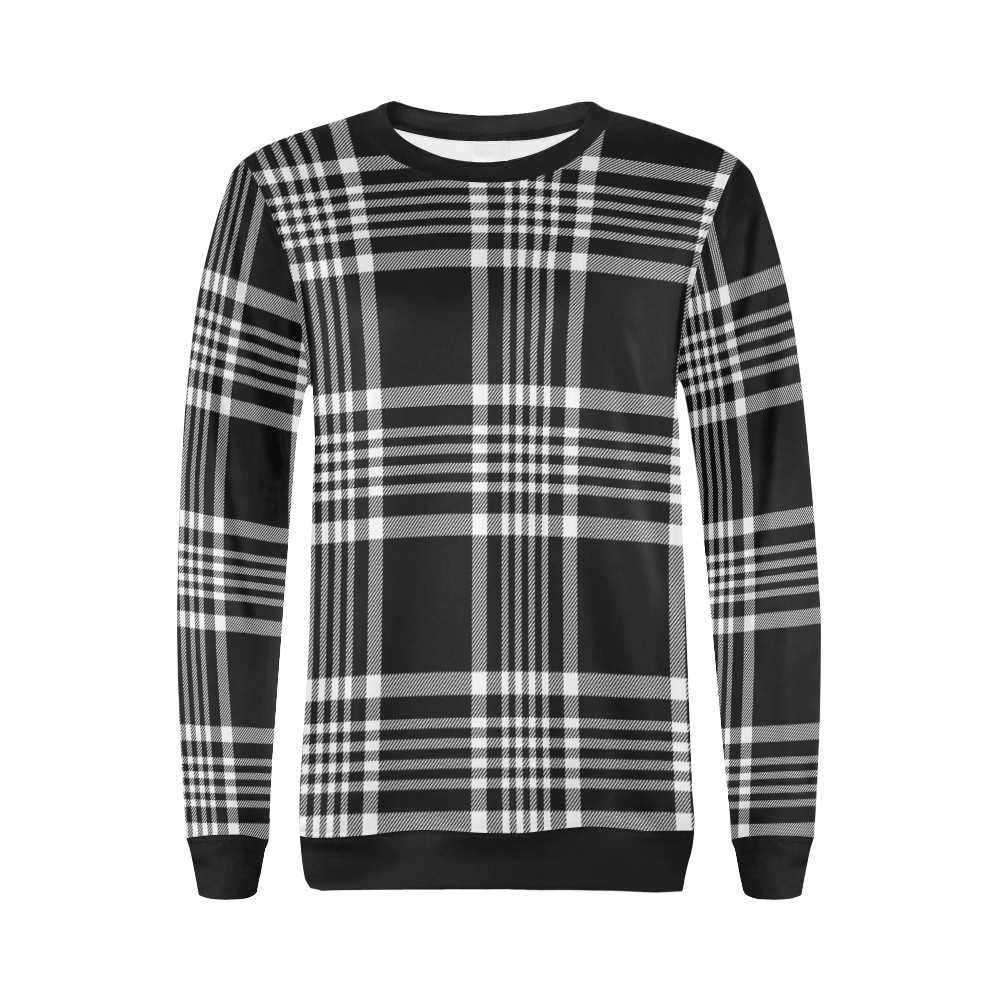 stripe bw All Over Print Crewneck Sweatshirt for Women (Model H18)