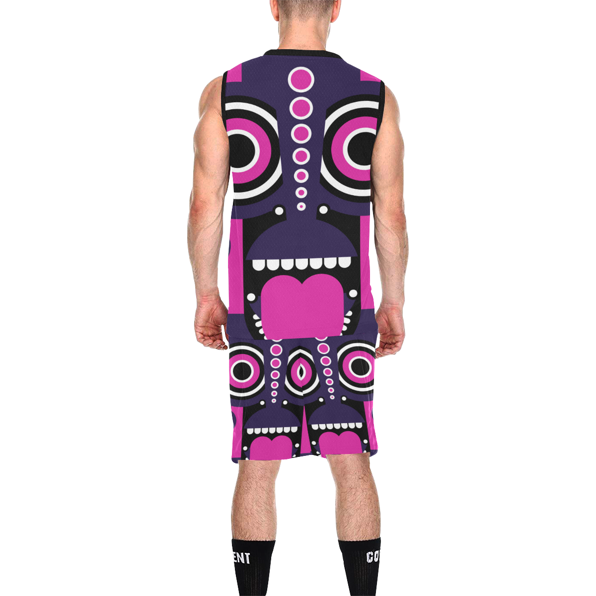 Pink Purple Tiki Tribal All Over Print Basketball Uniform